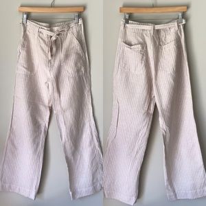 Gap Striped Linen Blend Pants with Belt Size 6